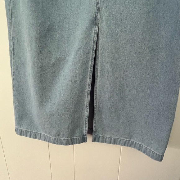 Susan Bristol Long Chambray Denim Maxi Jean Skirt Slit in back Size 8 - Picture 2 of 14